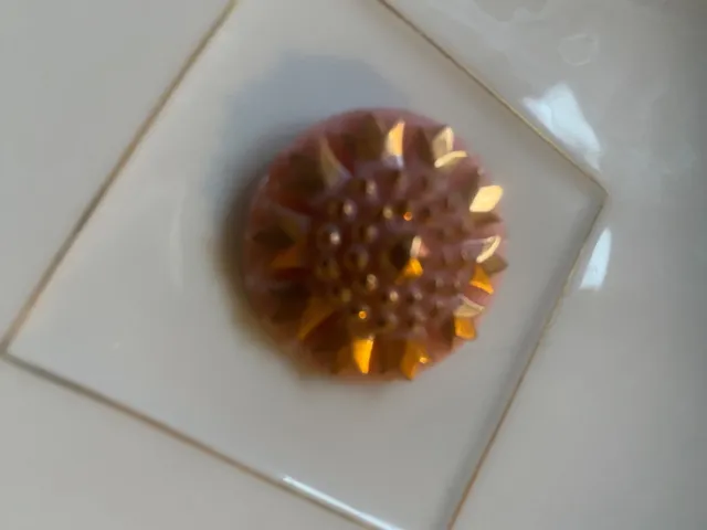  bouton ancien en pate de verre rose doré