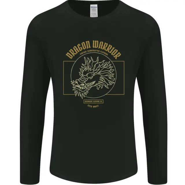 Dragon Warrior Samurai Giappone Giapponese da Uomo Manica Lunga T-Shirt