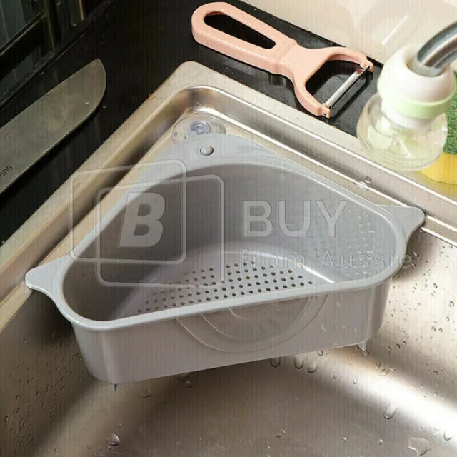 Triangle Sink Kitchen Storage Drain Basket Rack Shelf Holder Strainer Organizer