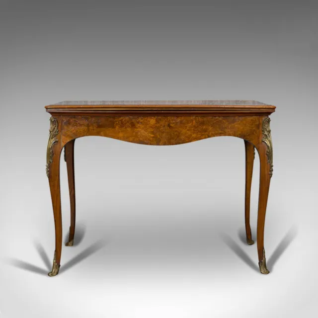 Antique Card Table, French, Burr Walnut, Fold Over, Games, Victorian, Circa 1870 3