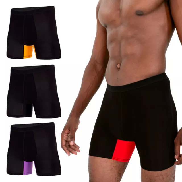 4 Mens Boxer Briefs Bamboo Black Mixed Colours Underwear S M L XL 2XL 3XL