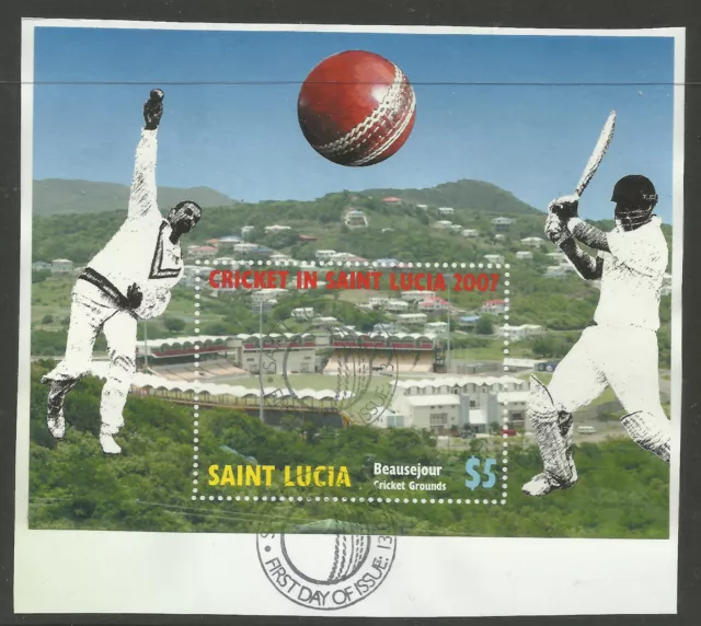 SAINT LUCIA 2007  ICC CRICKET WORLD CUP Souvenir Sheet FINE USED