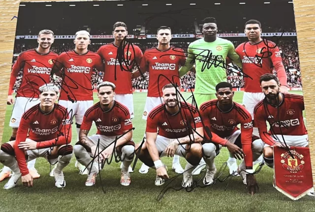 Manchester United 23/24 Squad Signed 10x8” Photo wCOA