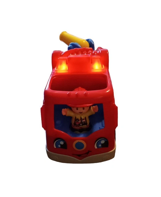 FISHER-PRICE Little People Firetruck & Fireman Lights Sirens Sounds Red Yellow