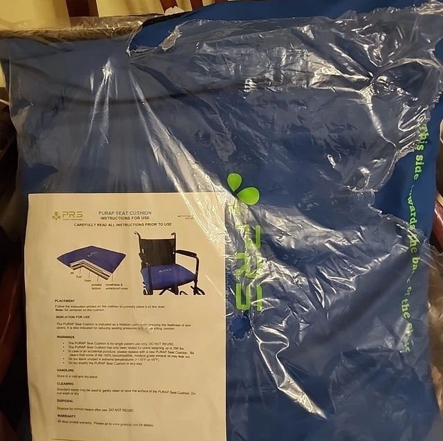 Cojín para silla de ruedas PURAP para presión - 18"" x 20"" x 1,5"" azul/negro