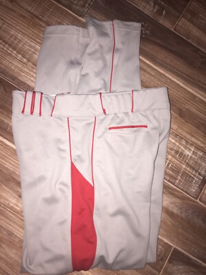 Champro triple couronne fond ouvert Baseball Pantalon Gris Avec Rouge Passepoil L porté une fois 