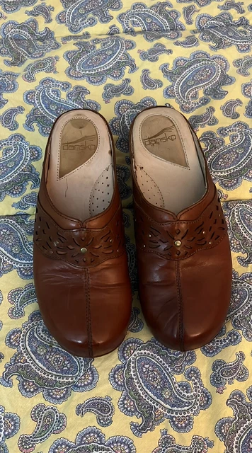 Dansko 9820537700 Shyanne Brown Leather Slip-On Mules Clogs ~ Size 39 / ~9
