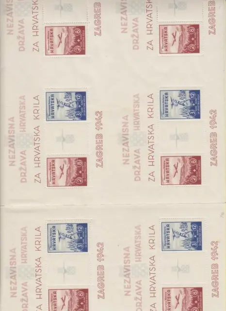 CROATIA WW II, Wings sheets perforated sheet of 6 MNH