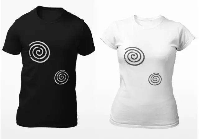 T-shirt en coton TWIN SPIRAL | Couleurs noir et blanc | Unisexe hommes femmes | TOUTES TAILLES