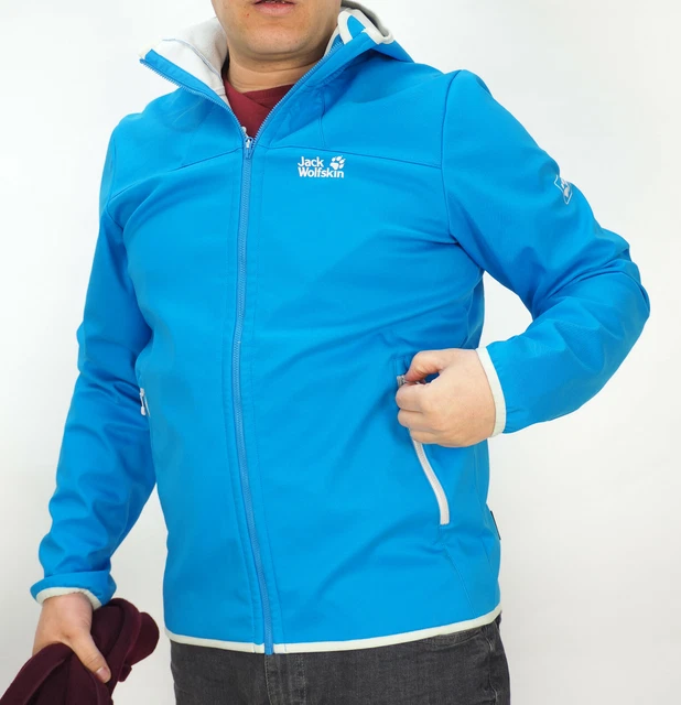 MENS JACK WOLFSKIN Grand Valley Softshell 1303931 Blue Zip Up