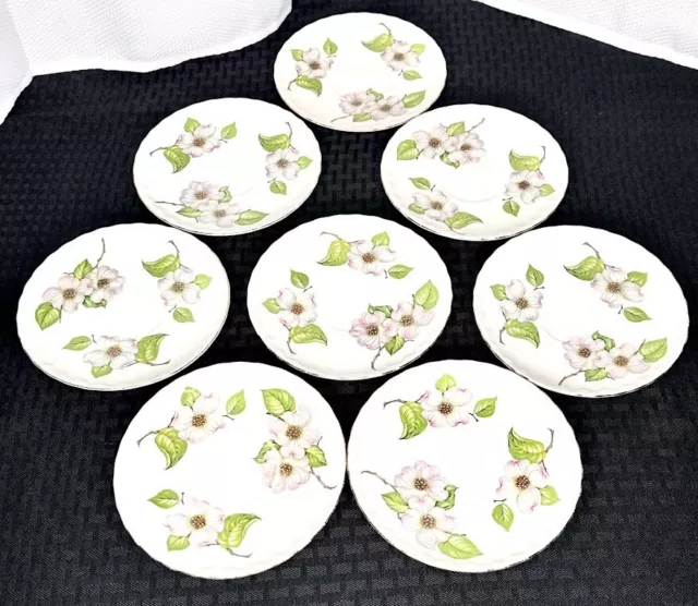 Set of 8 Pope Gosser Dogwood Shell Edge China 6" Saucers