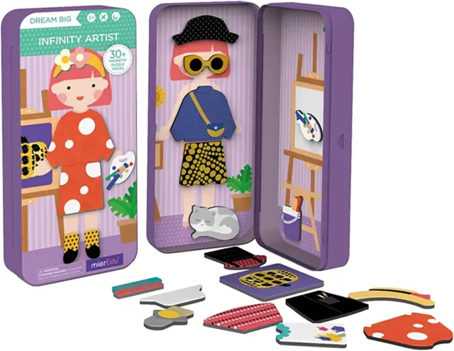 Magnetic Dress-Up Dolls Travel Pretend Play Set, Magnet Activity Toys Christmas