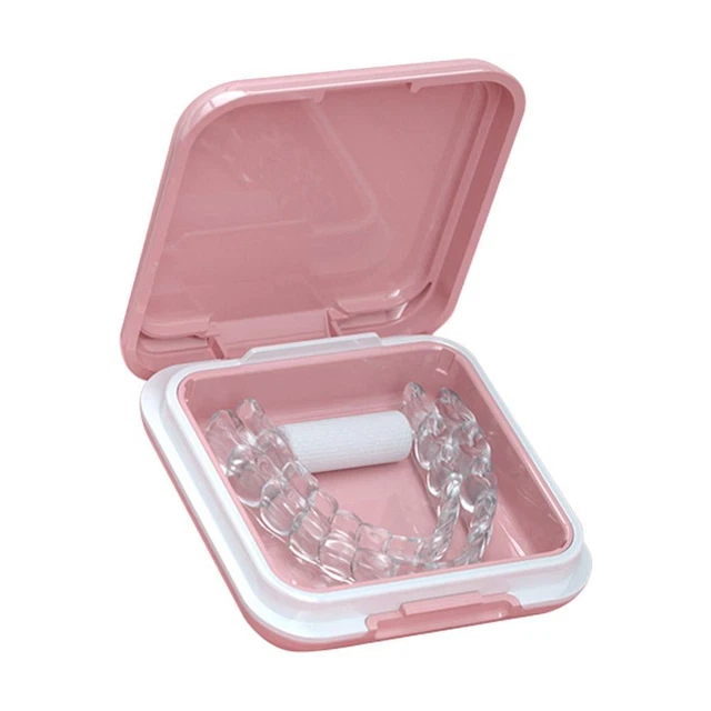 Denture Case with Strainer - Portable Box for Dental Appliances Retainers