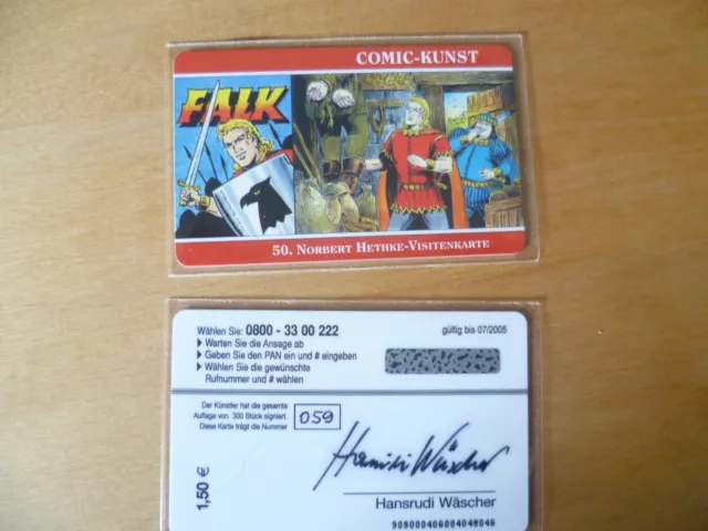 Telefonkarten Hethke Falk Comic Visitenkarte 50 signiert Auflage 500