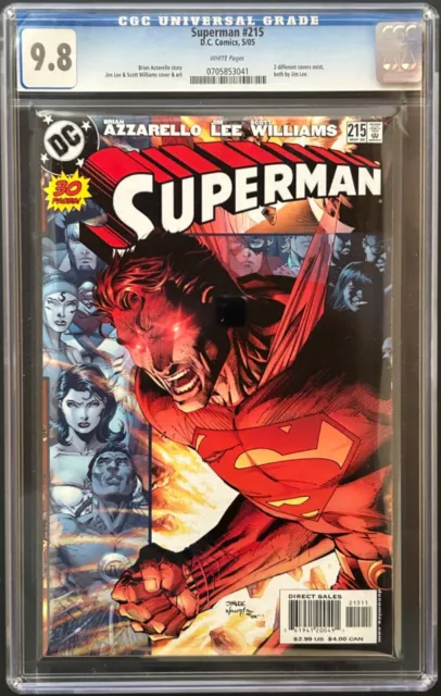 2005 DC SUPERMAN # 215 CGC 9.8 White Pages, Jim Lee Cover & Art!