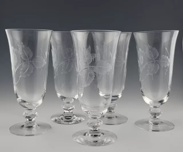 Heisey Crystal Glasses Dolly Madison Rose Water Wine Glasses Marked Circa 1949