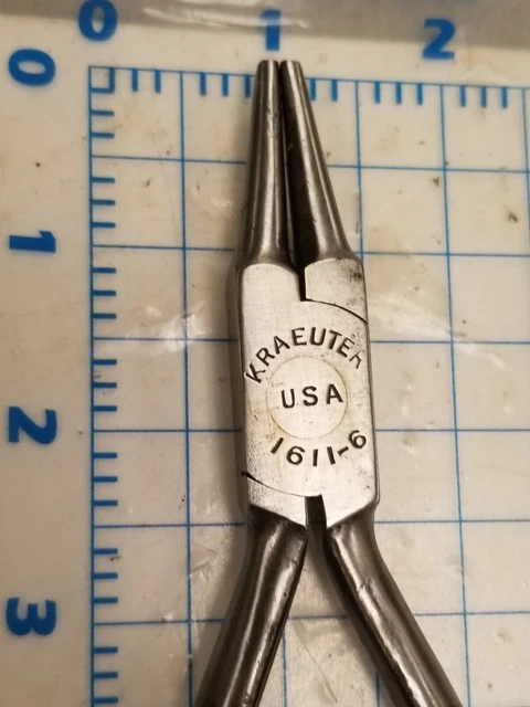 Vintage Kraeuter Tools 1611-6 Round Nose chain link Specialty Pliers USA