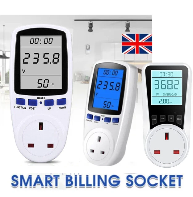 UK PLUG IN Electricity Power Consumption Meter Energy Monitor Watt Kwh