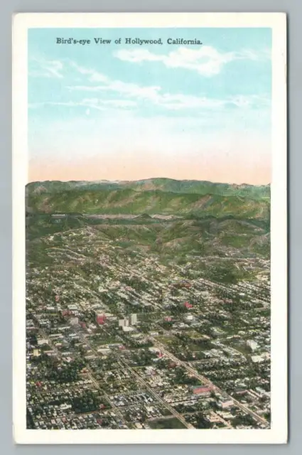 Bird's Eye View HOLLYWOOD Antique Los Angeles Aerial California Postcard 1920s
