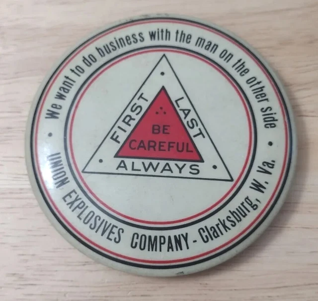Old Paperweight Mirror Advertising Union Explosives Co Clarksburg WV Dynamite