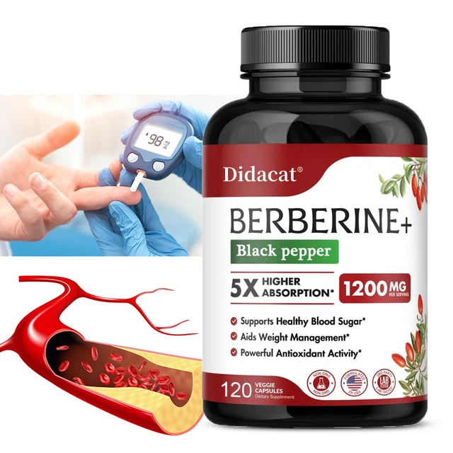 BERBERINE EXTRACT Blood Sugar And Heart Health, Cholesterol, Anti
