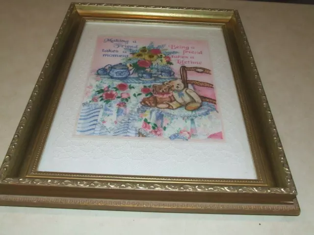 Completed Cross Stitch in Frame - Friendship