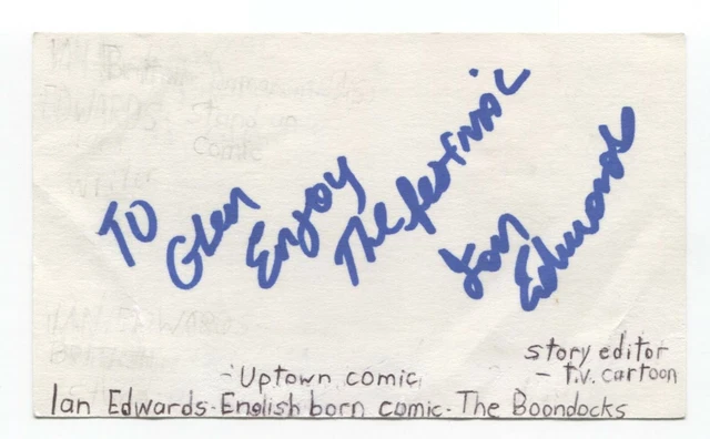 Ian Edwards Signed 3x5 Index Card Autographed Signature Actor Comedian Writer
