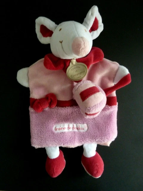T99- Doudou Et Compagnie Souris Marionnette Graines De Doudou Rose Blanc - Ttbe