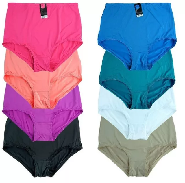 LOT 6 12 Hi-Cut Women's PLUS Size Nylon Briefs Panties Girdle #699