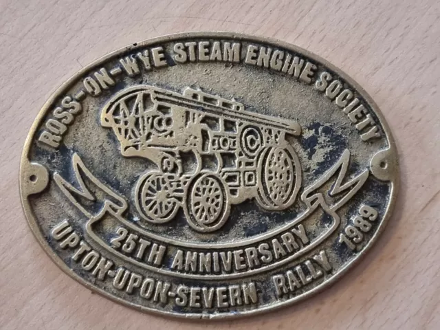 Ross-On-Wye Steam Engine Society Rally 1989 25th Anniversary Brass 98mm x 75mm 3