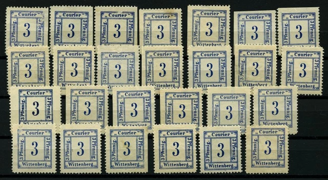 WITTENBERG 1897, 3 Pf. blau, Partie von 26 Werten, einige teilgez., feinst/