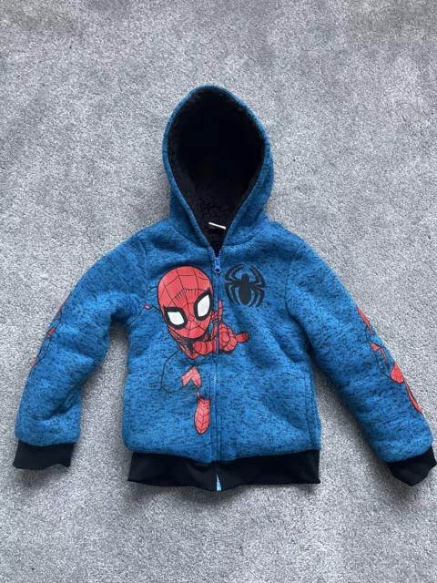 Felpa con cappuccio blu sherpa ragazzo blu pile Marvel fumetti taglia 6/5-6 anni