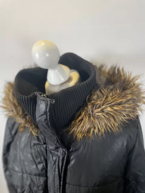 Cappotto tampone ASOS 14 nero con cappuccio finiture in pelliccia sintetica lunghezza poliestere donna 2