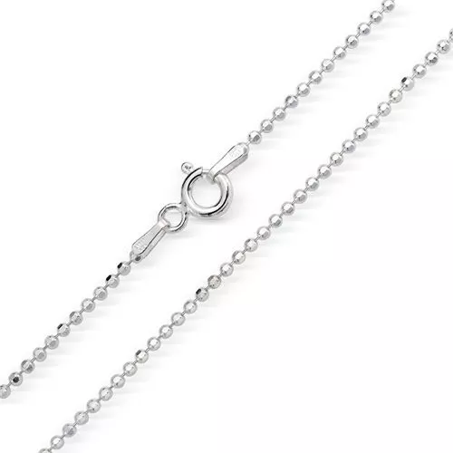 1mm silver 925 Italian diamond cut ball bead link chain necklace bracelet anklet