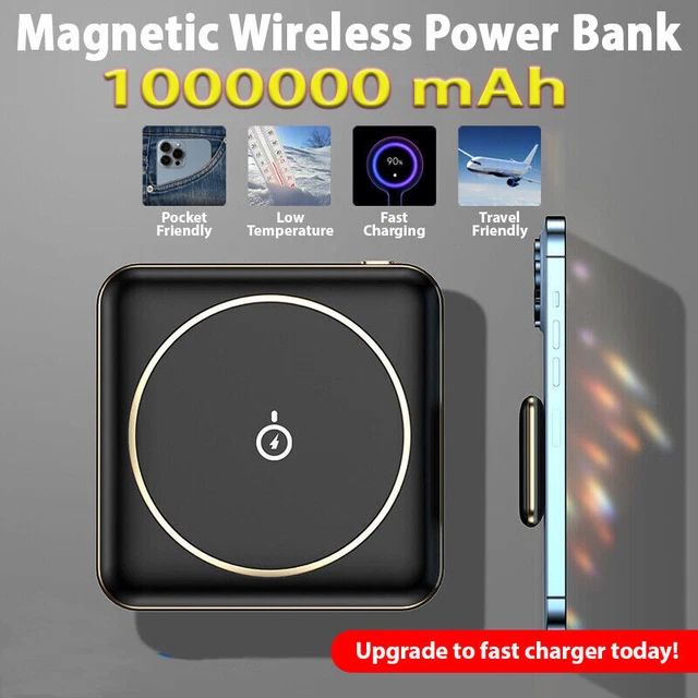 1000000mAh Magnetic Power Bank Mini Mag Safe Wireless Battery Pack For iPhone 14