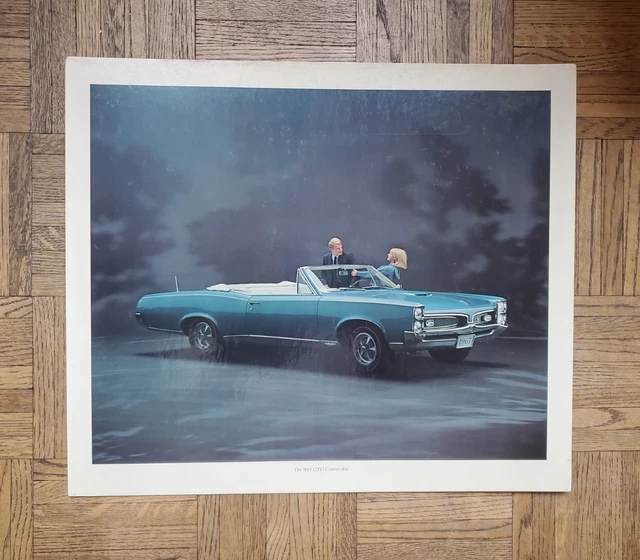 Vtg 1967 GTO Convertible Pontiac Dealership Showroom Cardboard Sign 20.5 x 17.5
