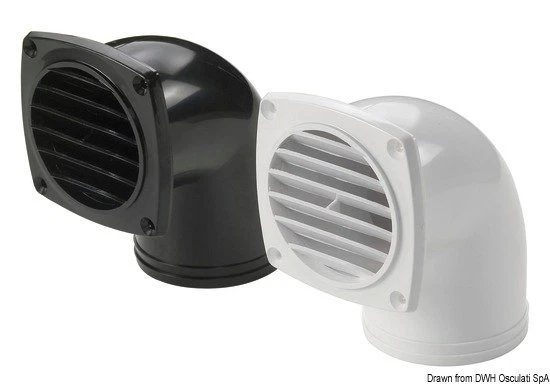 Prise D'Air ABS Avec Collier 90° MM 92 x 92 Noir Marque Osculati 53.274.02