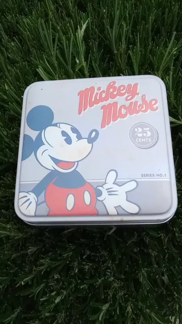 Fossil Disney Mickey Mouse Watch Tin Box “Empty”  Collectible 25 cents 2001