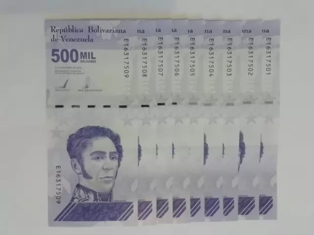 Banknoten Venezuela, 10 x 500.000 (500 Mil), 2020, unc.