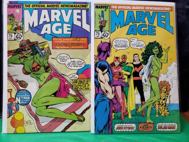 Marvel Age #70 & #76 She-Hulk Bikini Covers John Byrne! Marvel 1989 VF