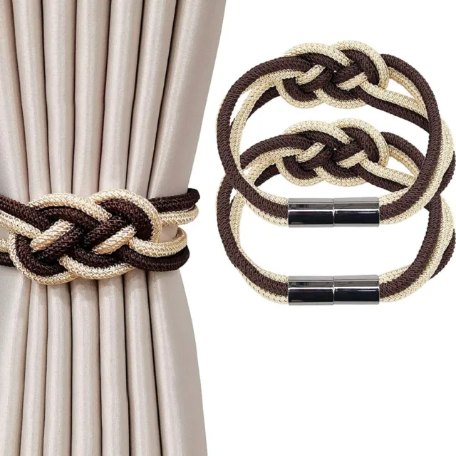Beautiful Weave Rope Knot Curtain Holdbacks Tiebacks Coffee and Beige pack of 1