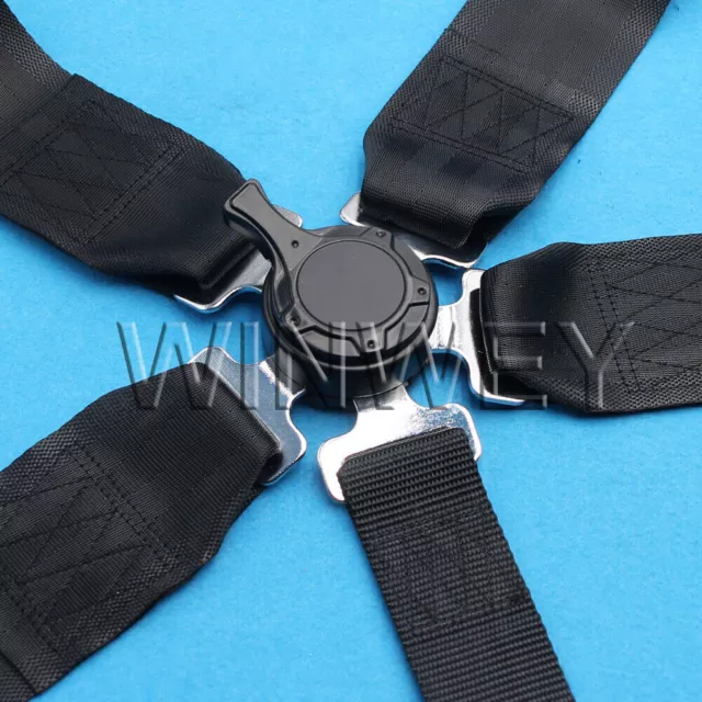 Hq Sports Racing Harness Seat Belt 3" 4 5 Point Fixing Quick Release Black 3