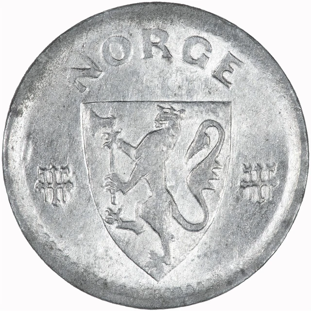 Norway 1943 10 Ore LUSTROUS UNC, German Occupation Issue