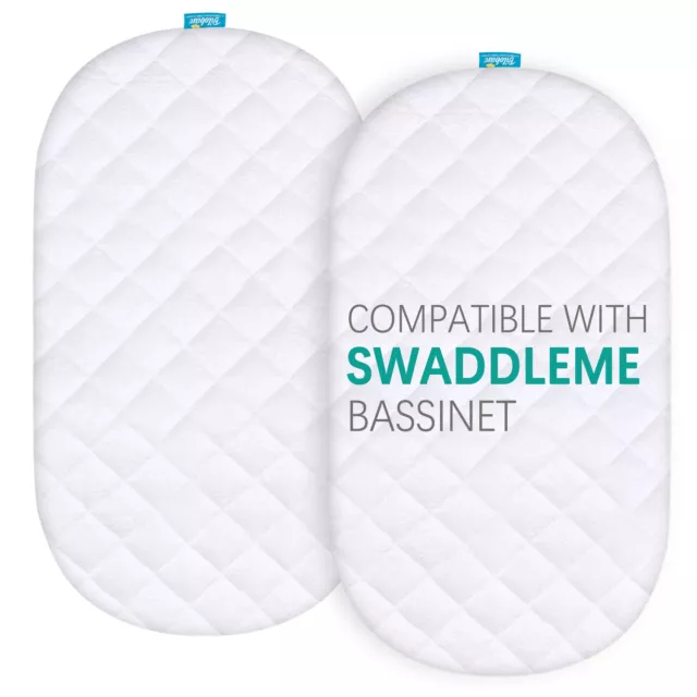 Bamboo Bassinet Mattress Cover Fits for SwaddleMe by Your Side Sleeper 2 Pack