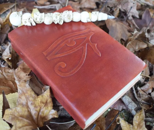 Med Leather Bound Book of Shadows EYE OF HORUS Journal Grimoire Diary Notebook