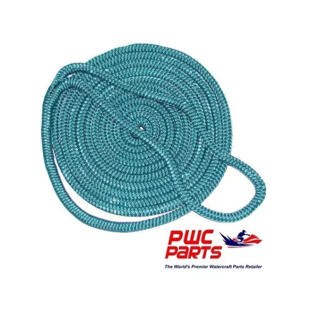 SEACHOICE Double Braid Dock Line 50-39791 1/2" Width x 15' Length Teal