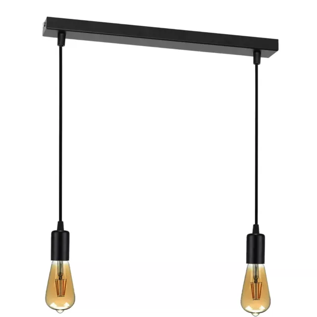 Modern Industrial Ceiling Pendant Light 2 Lamp Light Fittings Cluster Chandelier