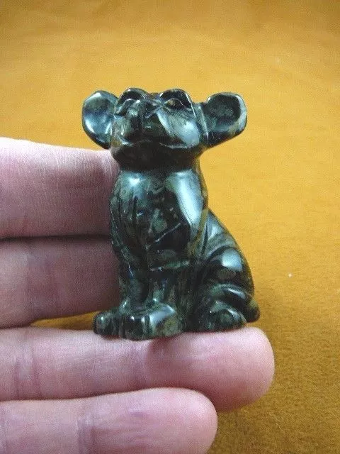 (Y-DOG-CH-713) black CHIHUAHUA Mexican dog figurine gemstone carving Chihuahuas