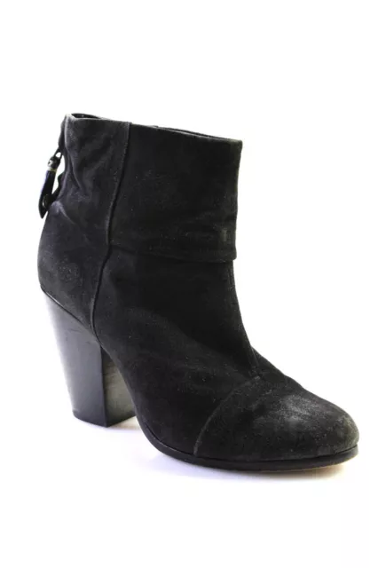 Rag & Bone Womens Suede Zip Up Ankle Boots Black Size 39.5 9.5