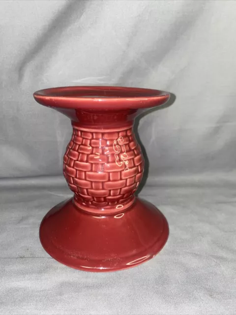 Longaberger Pottery Paprika  Woven Traditions 5" Pedestal Candle Holder Stand